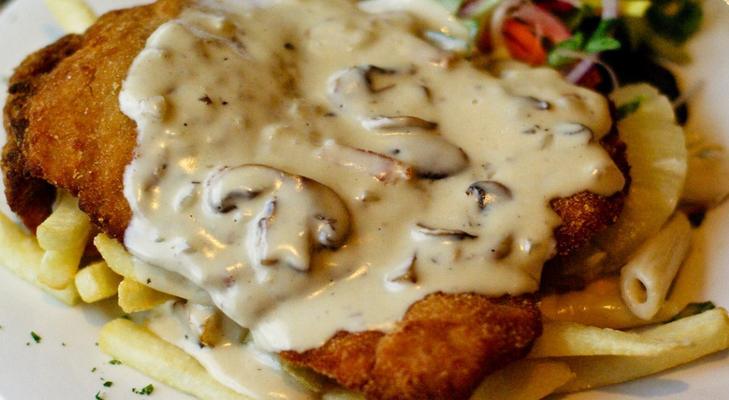 Veal Schnitzel with Mushroom Sauce